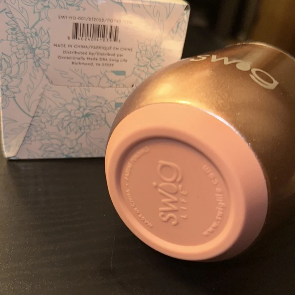 Swig Life Stemless Steel Cup Nonslip Silicone Base Slip Spill Resistant Rose New